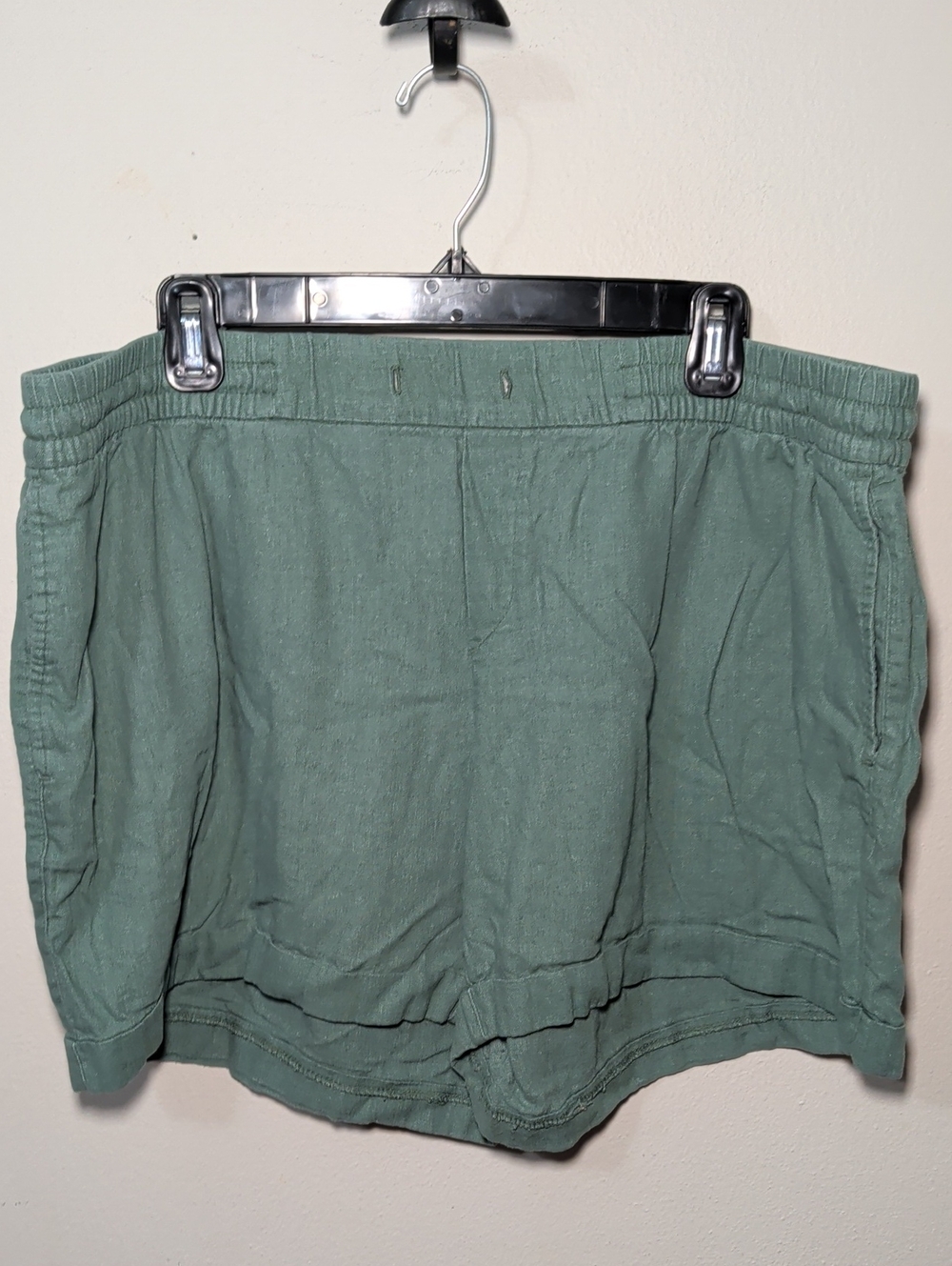 Old Navy High Waist Linen-Blend Shorts Green Cuffed Hem Women's Size XL